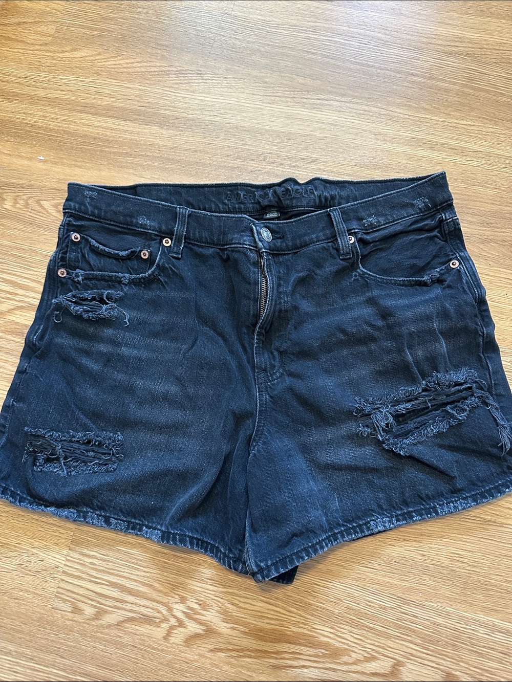 Women's American Eagle Outfitters Black Distressed Jean Shorts